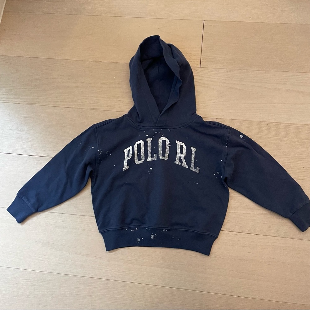 Polo Ralph Lauren boy hoodie splattered painted blue
